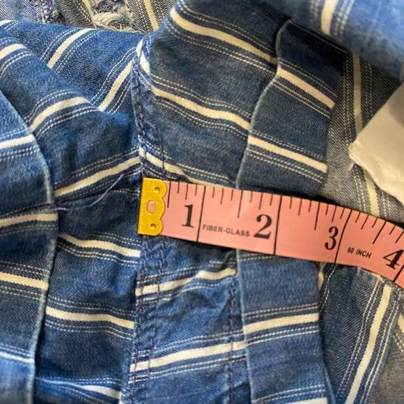 American Eagle Women Blue Super High-Waisted Striped Paperbag Short - Picture 12 of 12